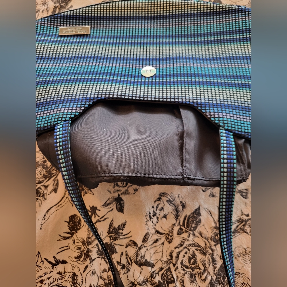 Kate Spade Y2K! Embroidered Blue/Black/White Shoulder Bag - Picture 10 of 16